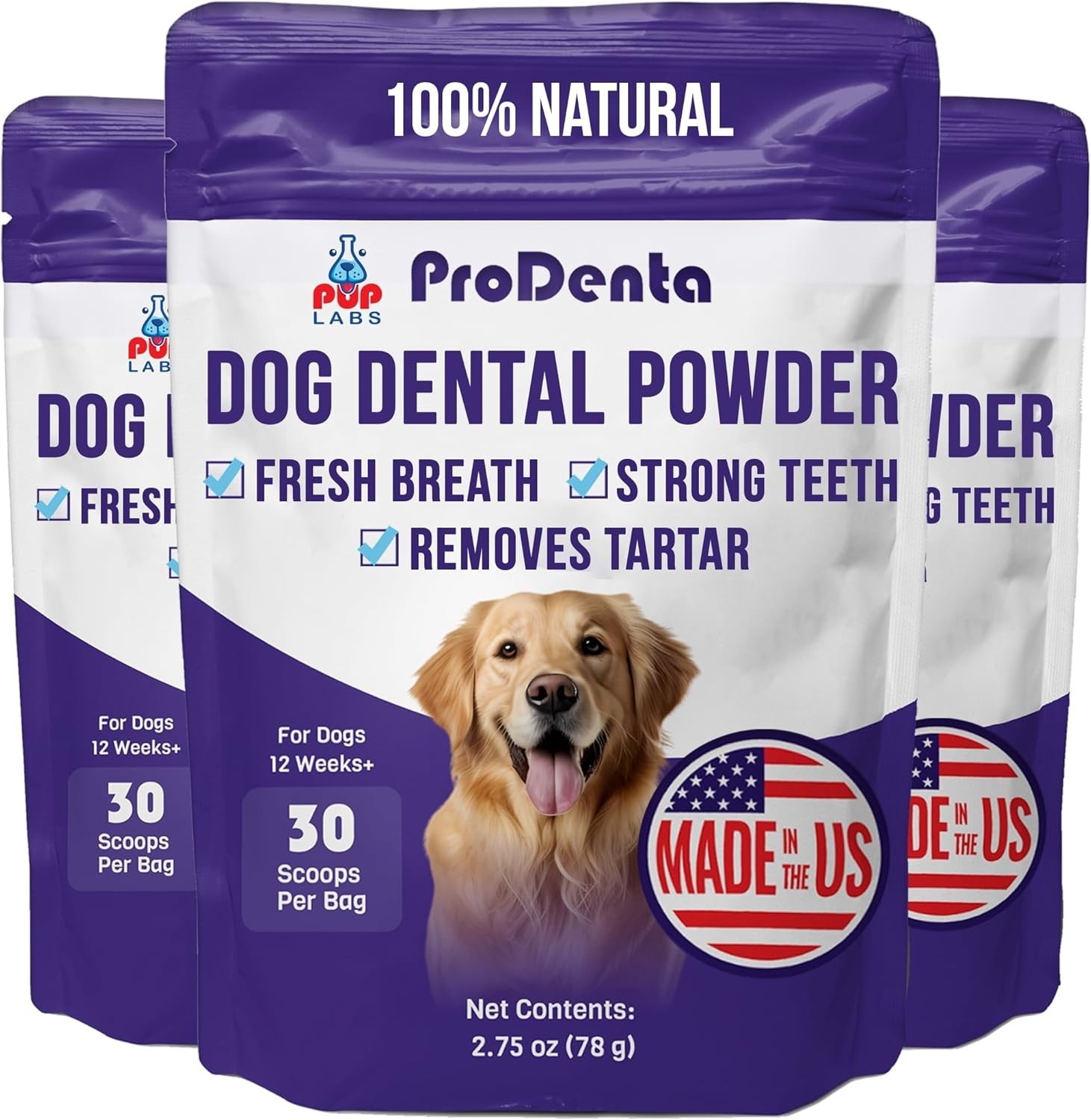 ProDenta Natural Dog Oral Care – Tartar & Plaque Control Powder, 90 Scoops
