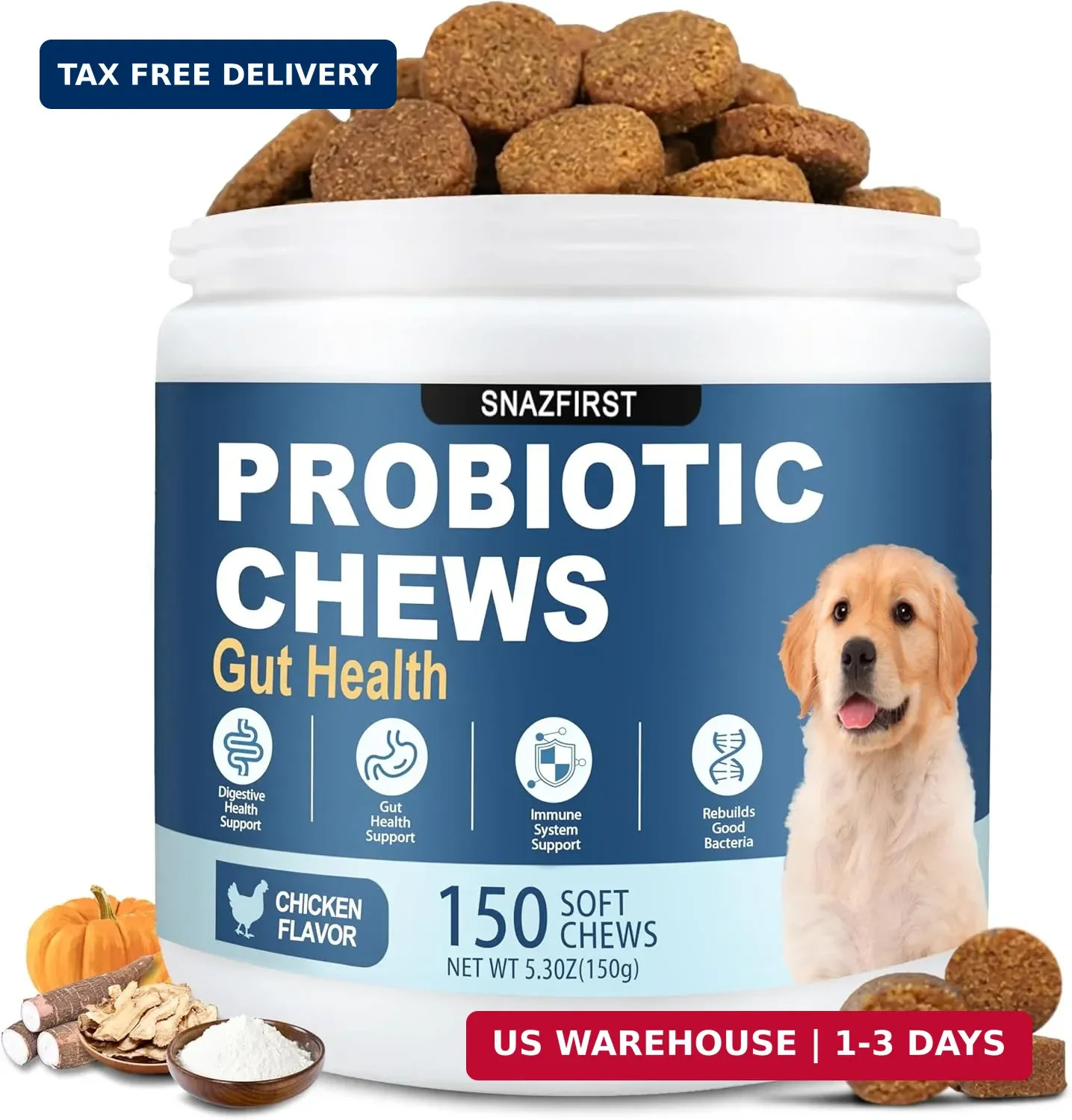 Probiotics for Dogs, Dog Probiotics Chews for Digestive Health &Gut Health | Imp
