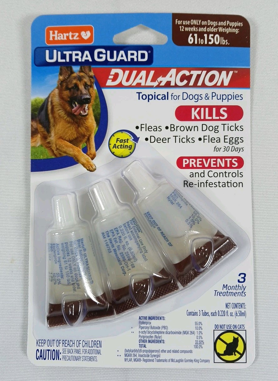 Hartz Ultra Guard Dual Action Flea & Tick Topical 3 Month Supply 61 to 150lbs