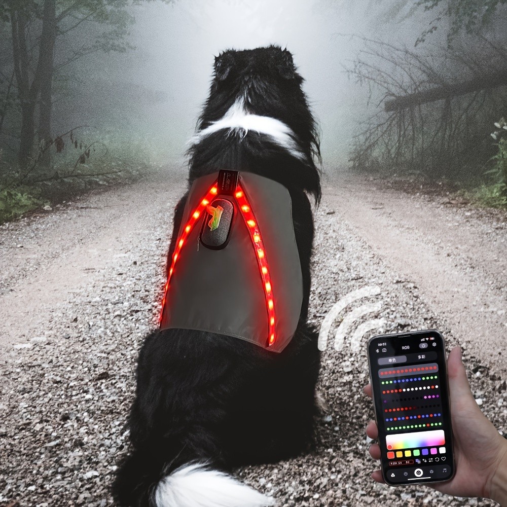 LED Luminous Dog Safety Harness, Rechargeable Lightweight Adjustable S/M/L