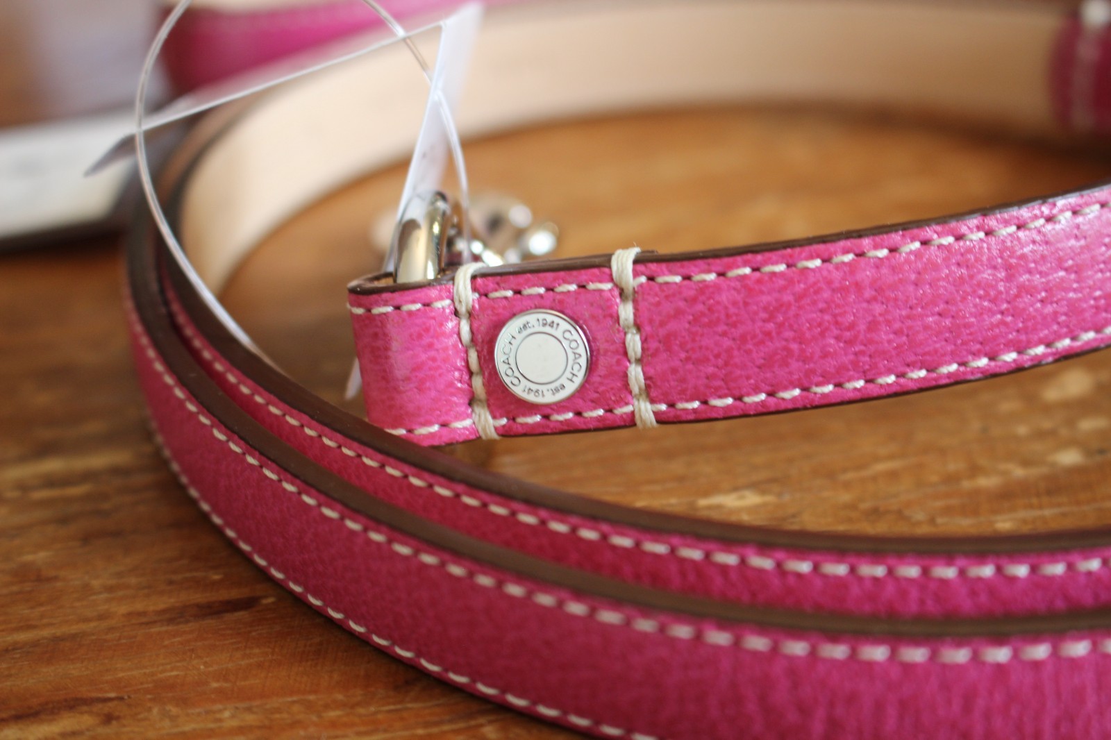 Coach Pink Leather Standard Dog Leash Large Unisex for Dogs S Small- New