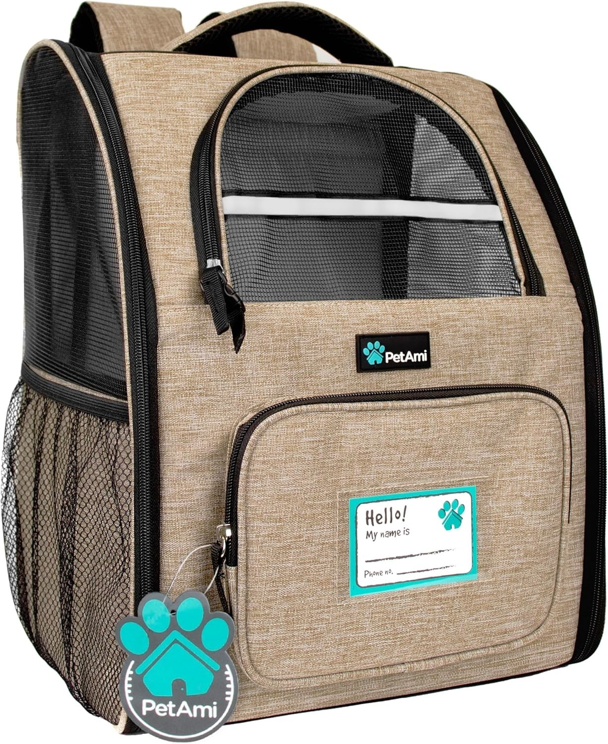 Pet Backpack Carrier Airline Approved Dogs Cats up to 18lbs Taupe