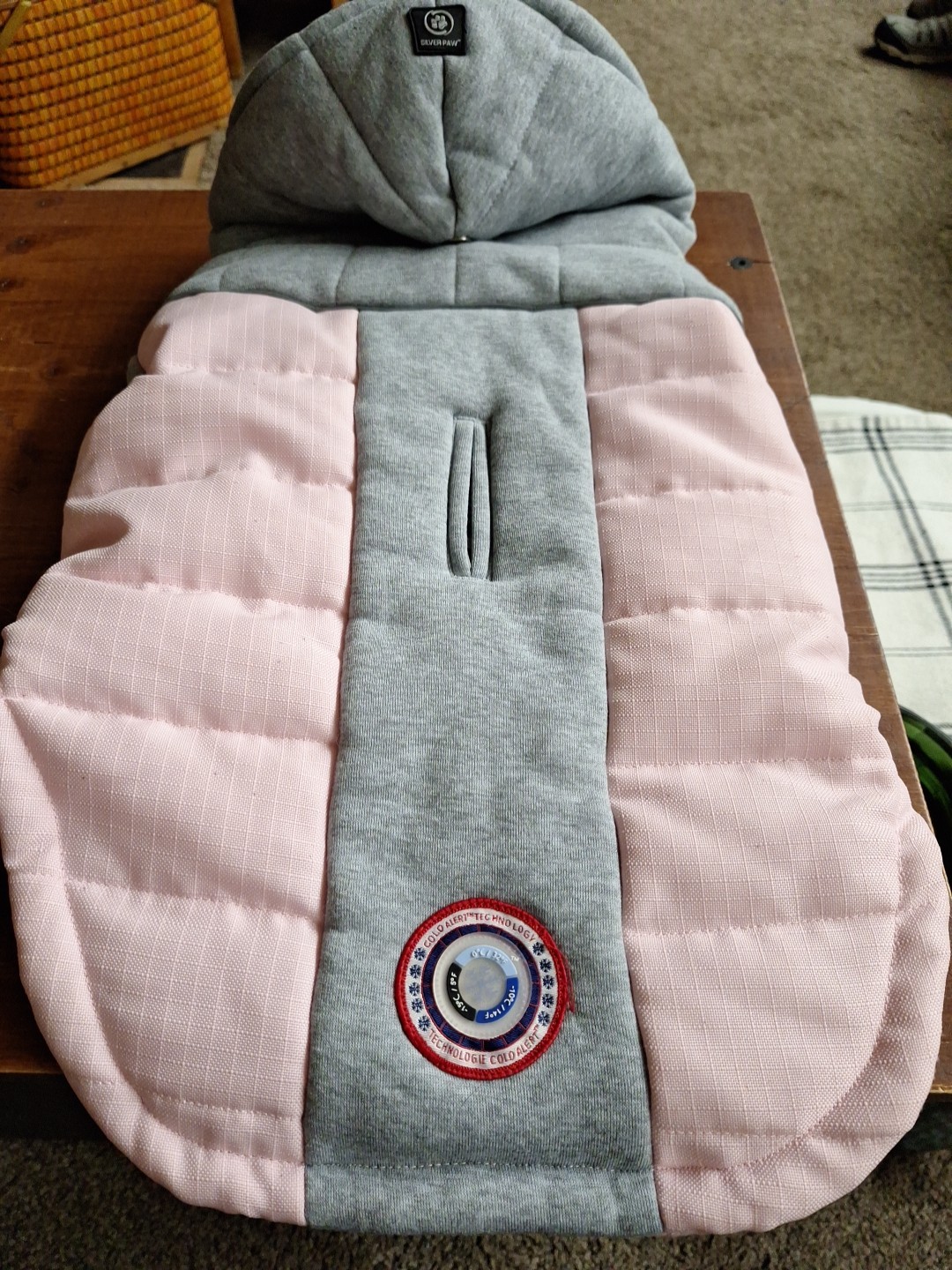 Silver Paw Size Large Pink And Gray Dog Coat Winter