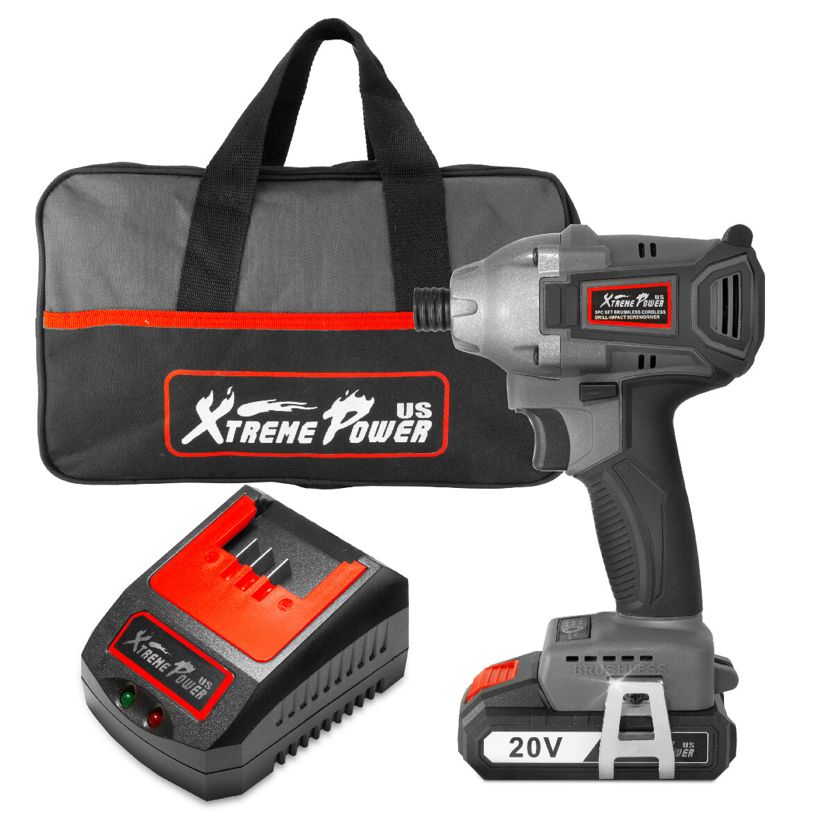XtremepowerUS 20V MAX Cordless Impact Driver 1/4″ Quick Release Chuck with Bag