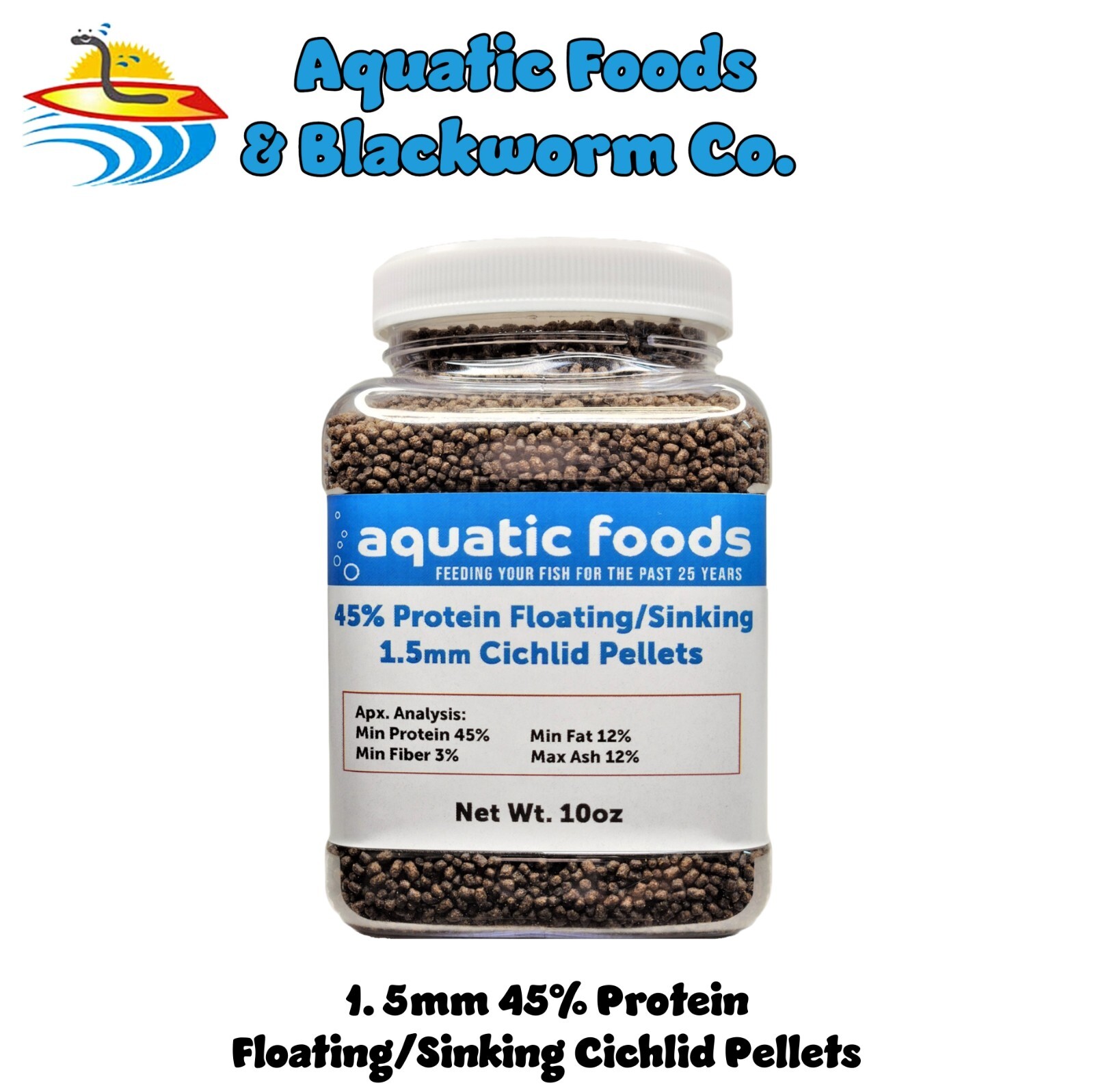 1.5mm – Cichlid Floating/Sinking Pellets for Discus and all Tropical Fish. JAR