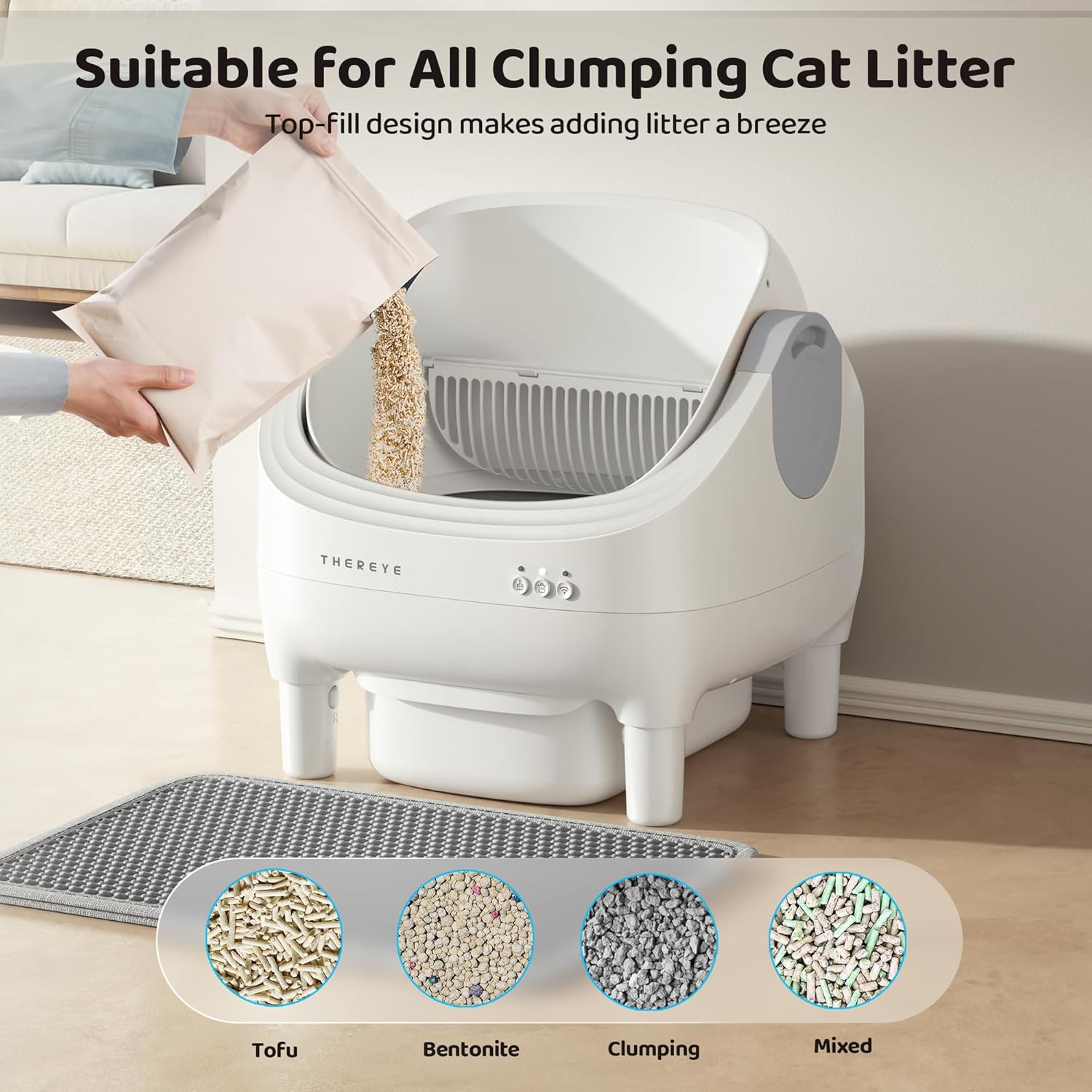 Self Cleaning Cat Litter Box, Open-Top Automatic Litter Box with APP Control, Sa