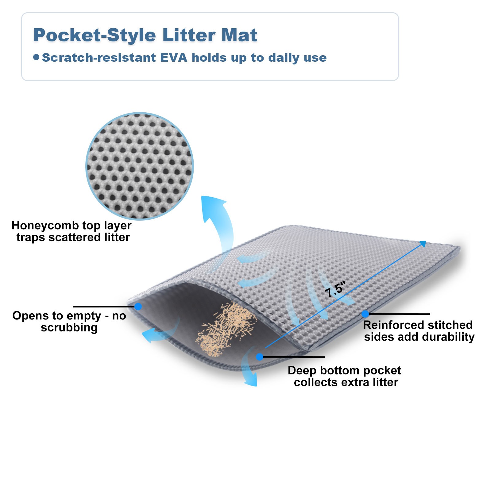 XL Stainless Steel Cat Litter Box Extra Large Litter Pan High Side w/ Scoop Mat