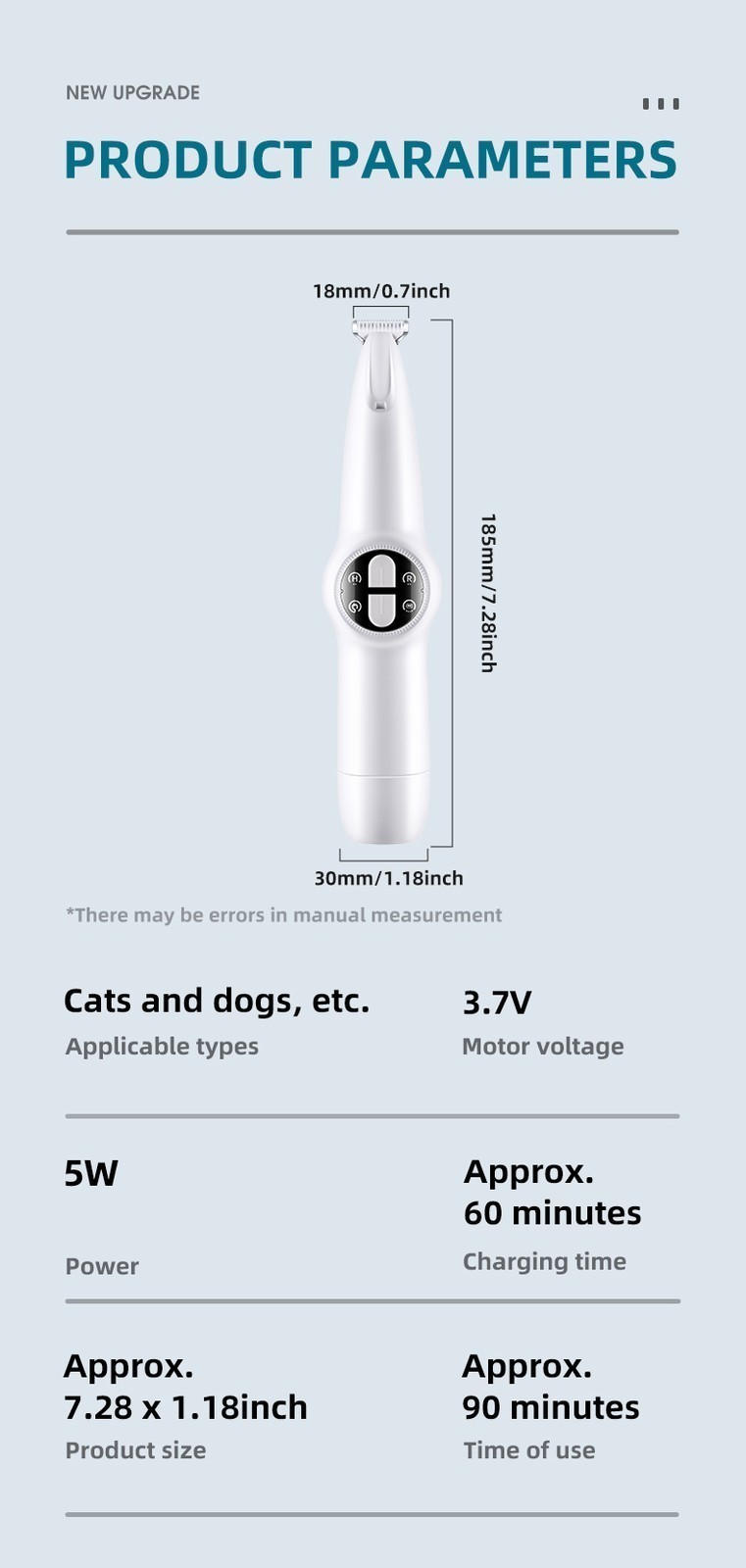 Electric Dog Nail Grinder Portable Pet Cat Trimmer Files Grooming Clipper Cutter