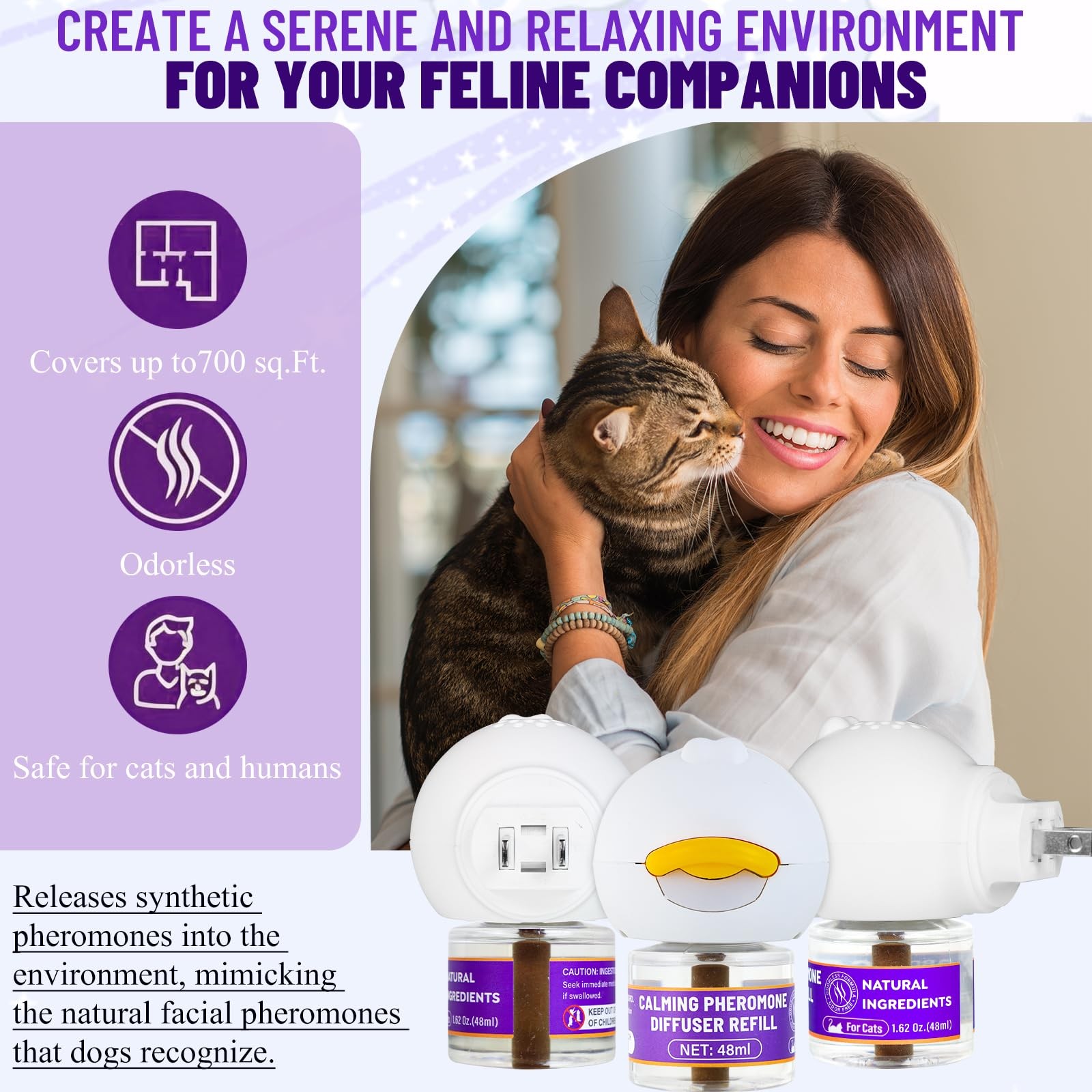 3 x 30 Day Cat Pheromones Calming Diffuser, Cat Calming Diffuser Refills for …