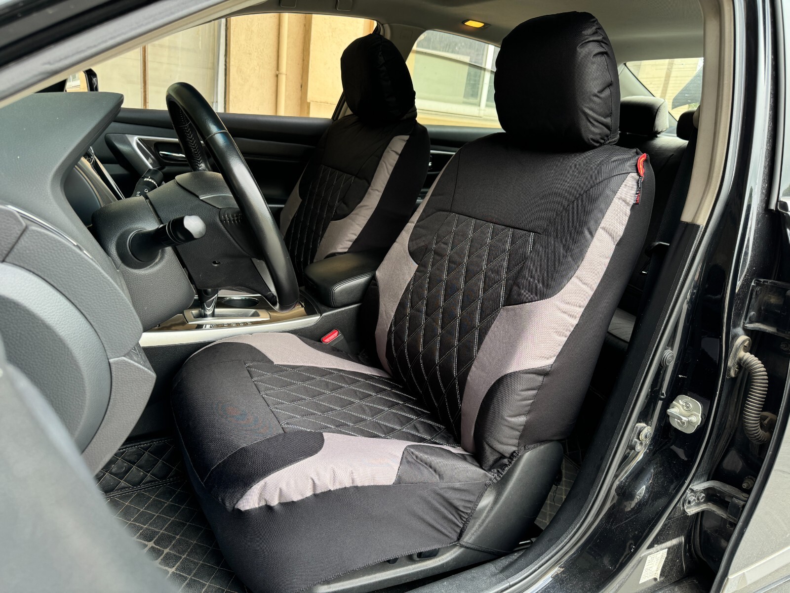 For Subaru Forester 1998-on Car Front Seat Cover Graceful Black Gray Canvas 2PCS
