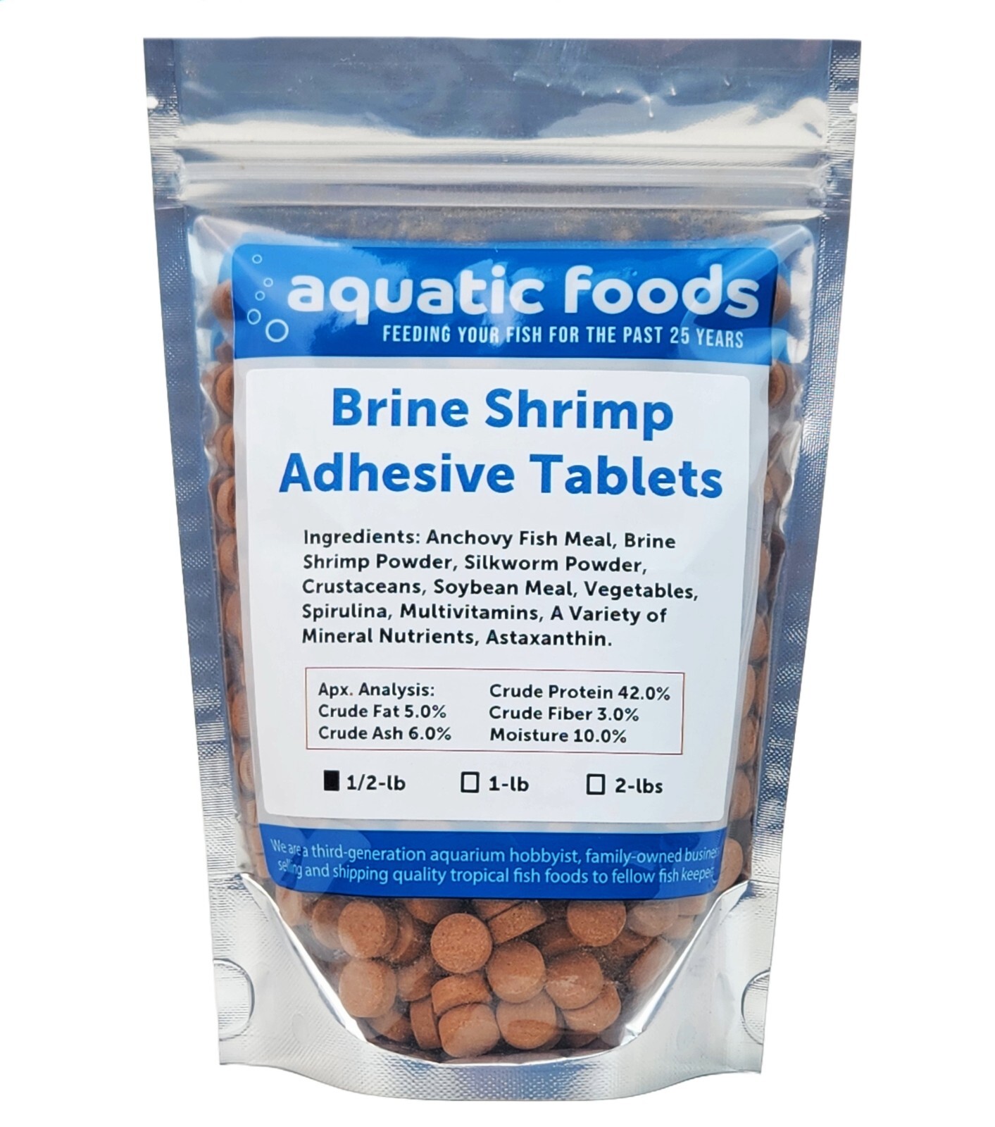Brine Shrimp Glass Adhesive Tablets for Oscars, Catfish, Cichlids, All Fish. WL