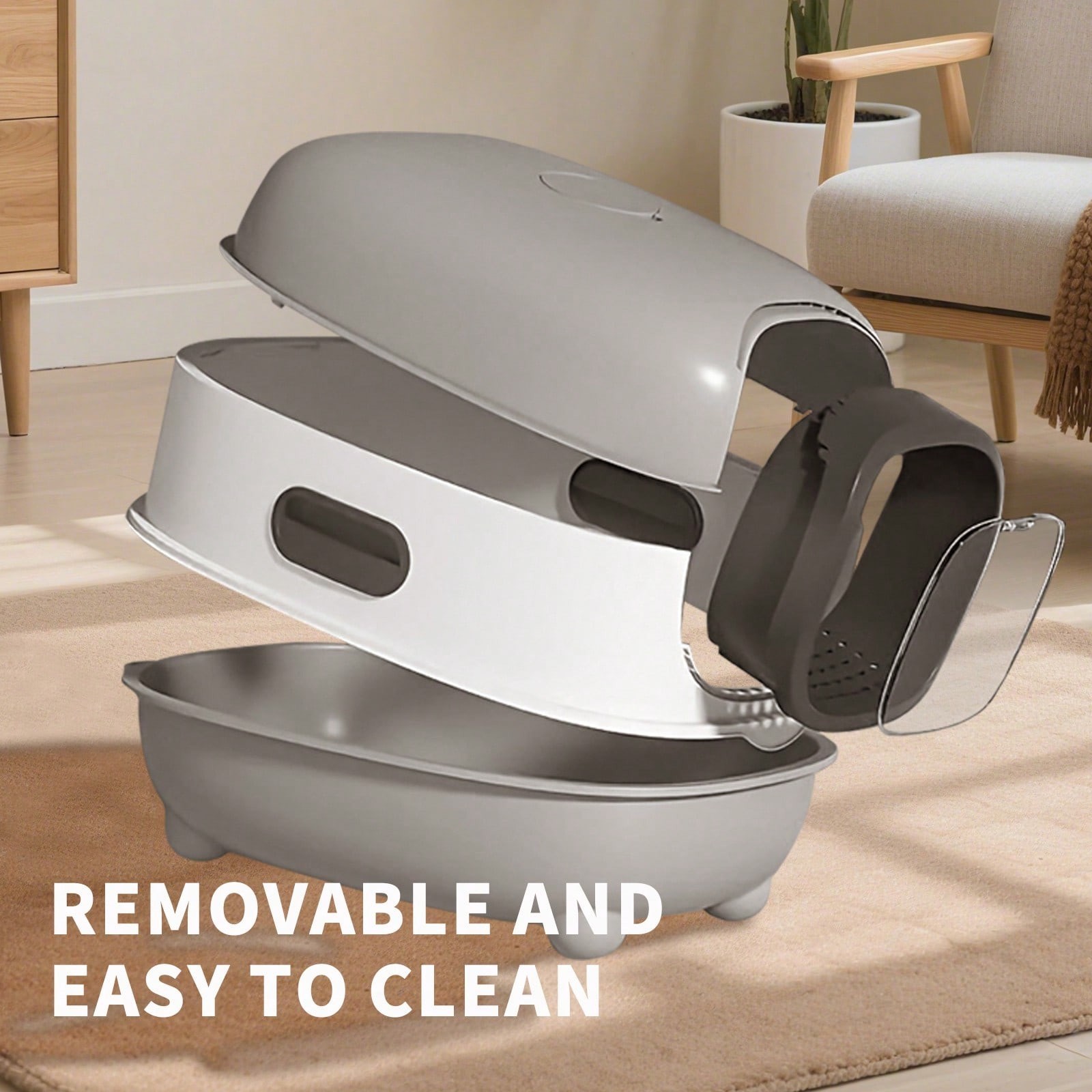 Extra Large Enclosed Cat Litter Box and Litter Scoop Anti-Splashing XL
