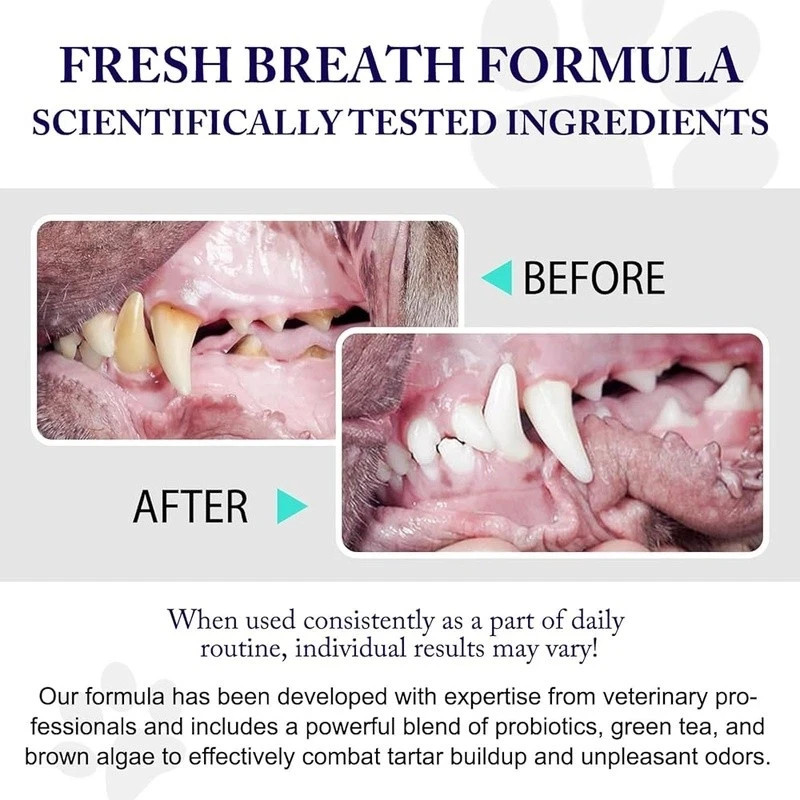 Dental Cleaning Powder Dogs Cats Fresh Breath Tartar Control Oral Care EXP 11/28