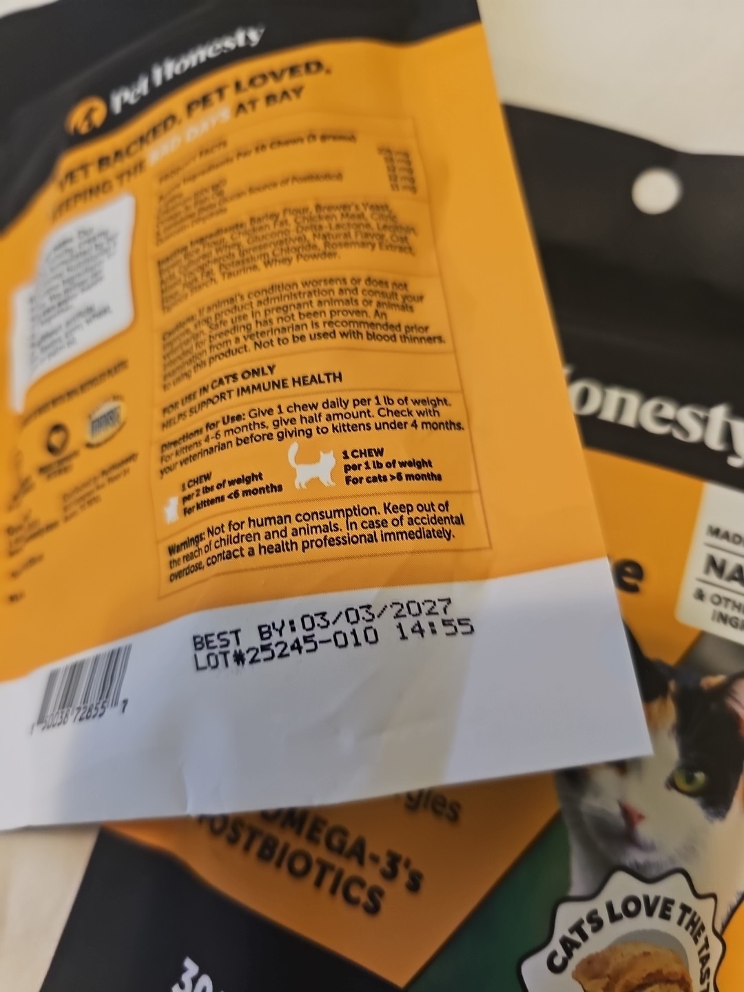 (BUNDLE 2X) Pet Honesty Immune Support 30-day Chicken Flavor CATS EXP: 3/2027