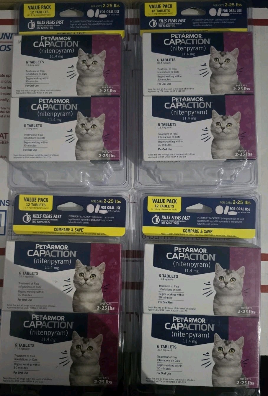 PetArmor CapAction Oral Flea for Cats, 2-25 lbs., 6 X 8 = 48 tabs Exp 2027