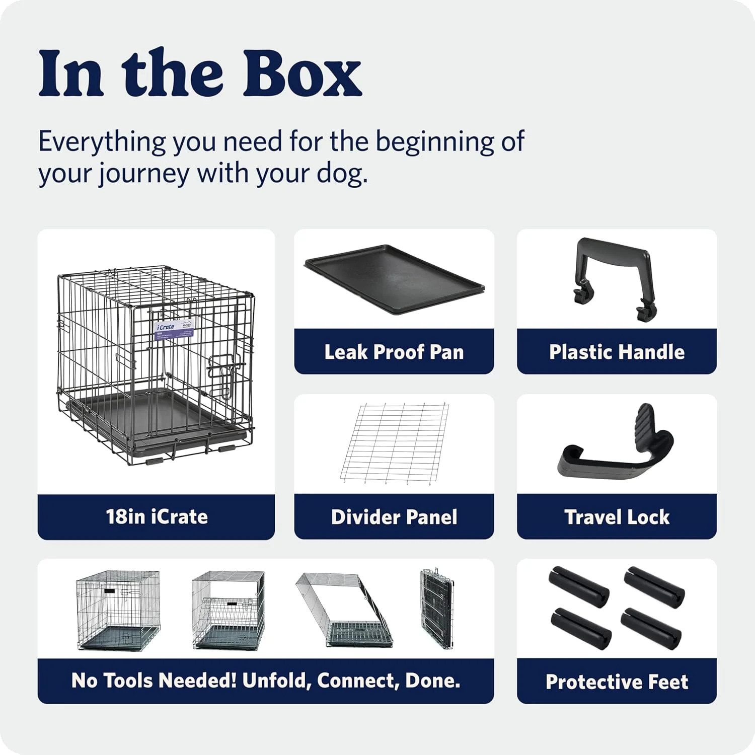 MidWest Homes for Pets 18-Inch iCrate for Tiny Breeds, Up to 10 lbs, Single Door