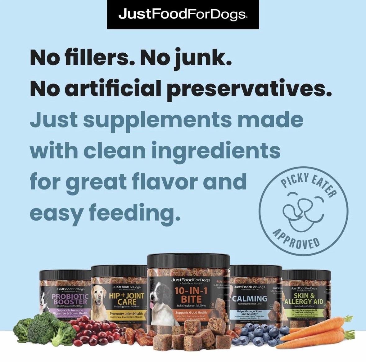 JustFoodForDogs Calming Supplement for Dogs Soft Chew to Support Stress and A…