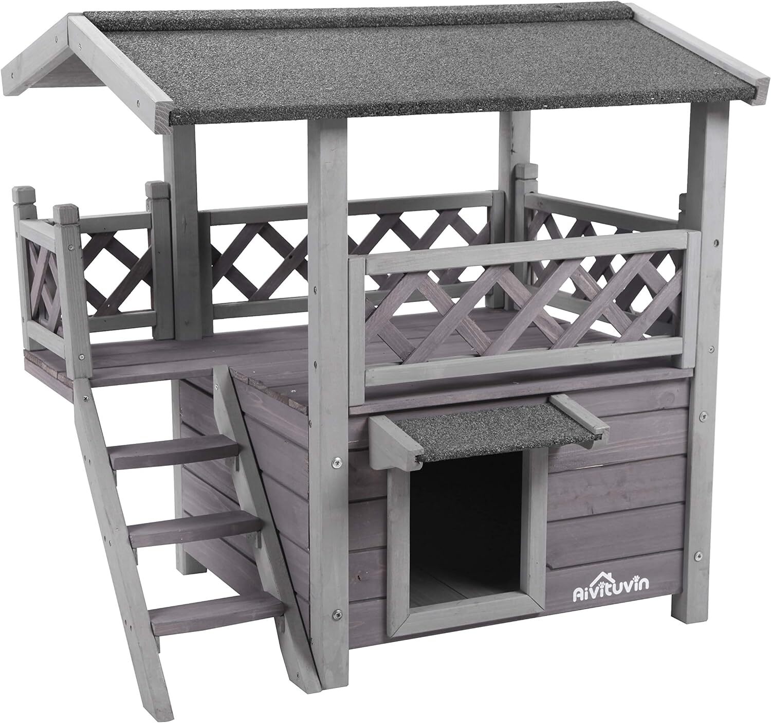 Aivituvin Feral Cat House Kitty Houses for Dog Puppy with Roof Weatherproof