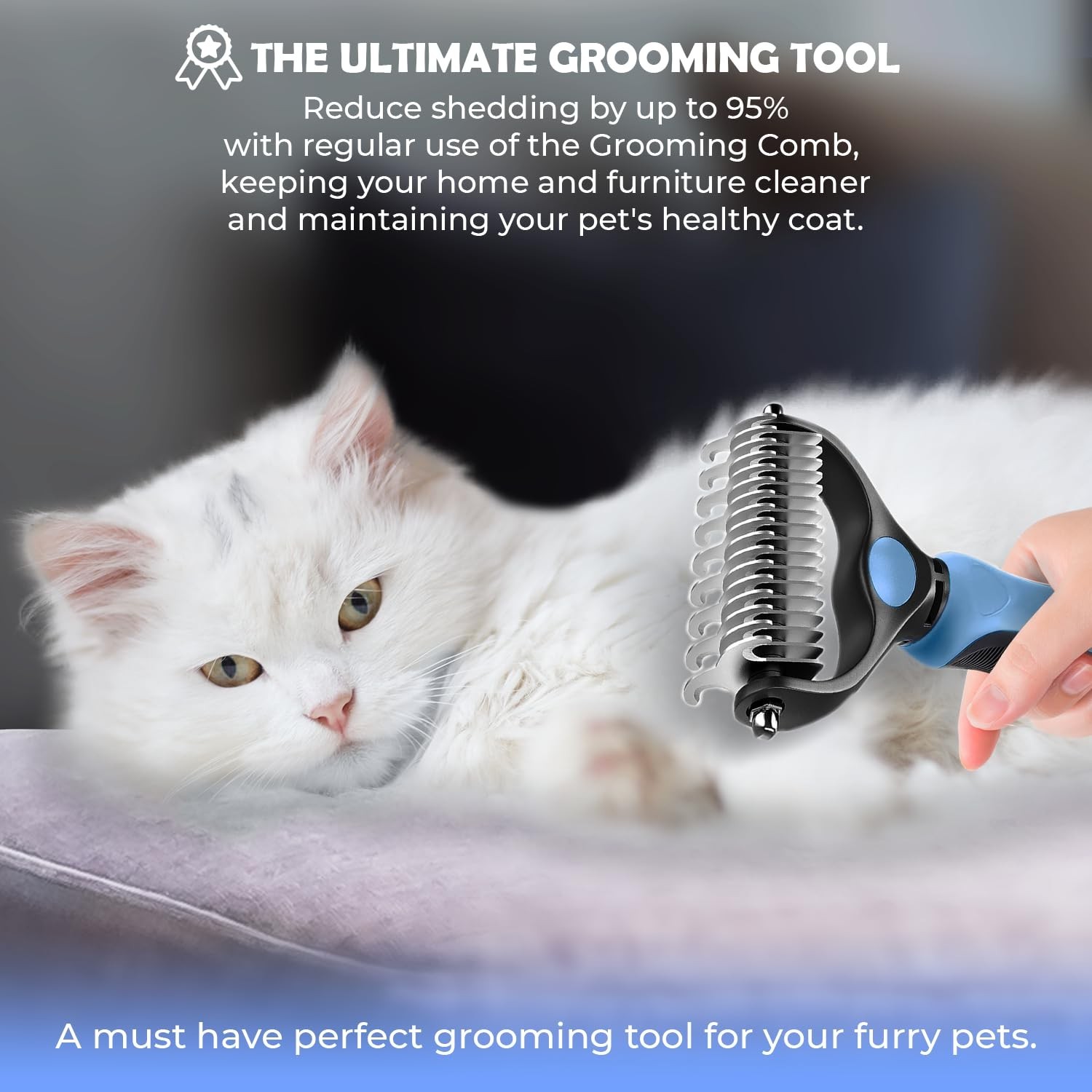 Undercoat Rake for Dogs & Cats, Dematting Comb with Extra Wide Double-Sided S…