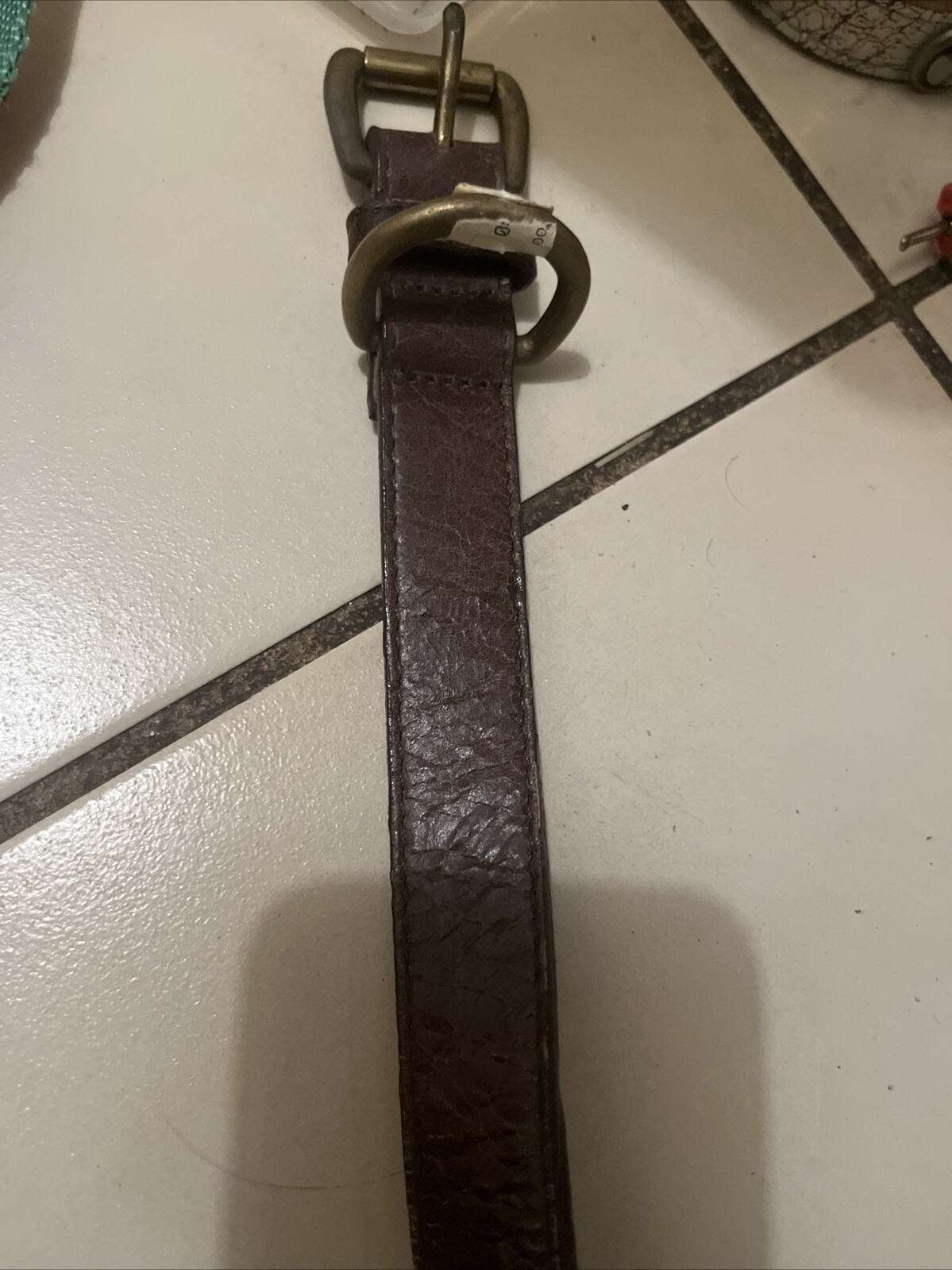 Dog Quality Leather Distressed Brown 18 Gold Hardware Collar XL