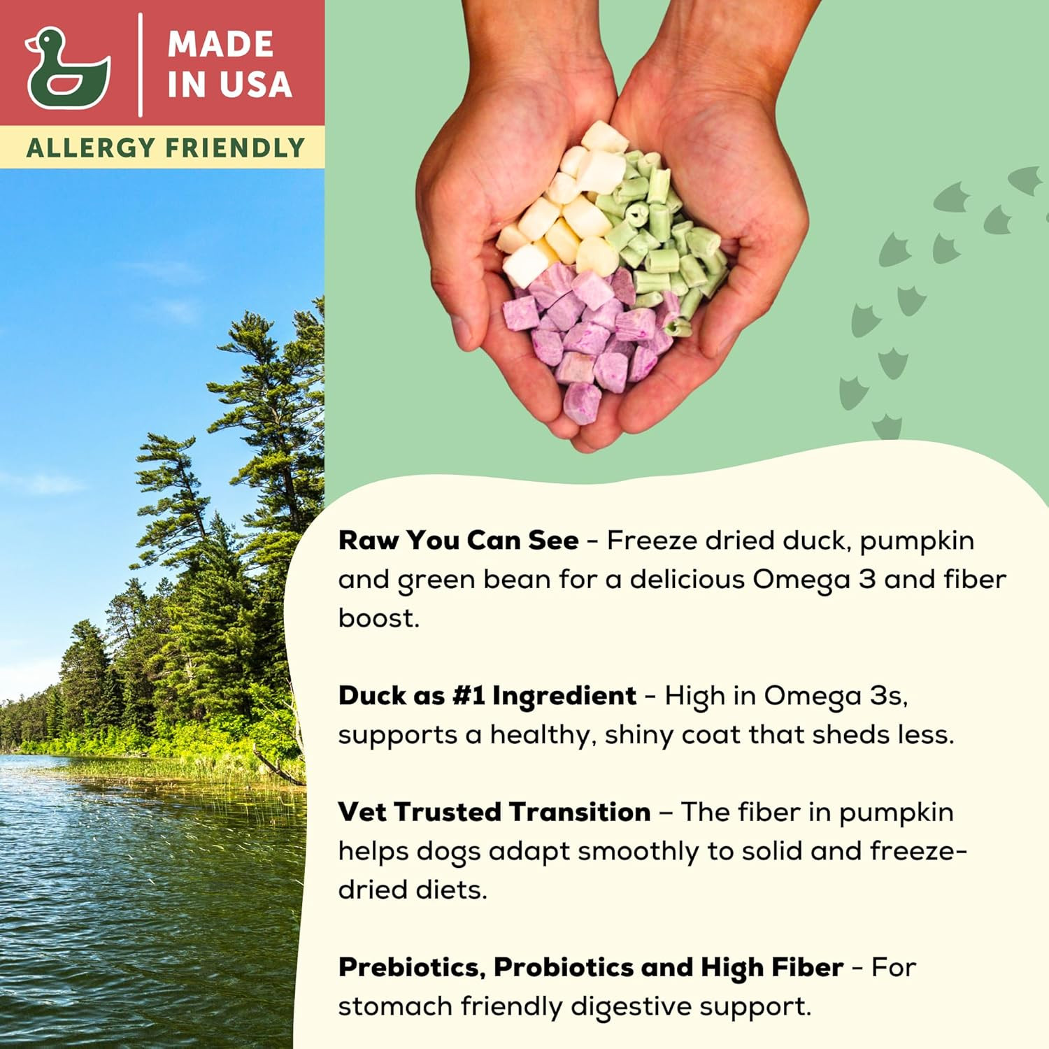 | Allergy Friendly Duck Dry Dog Food | Raw You Can See | No Chicken, Duck Only A