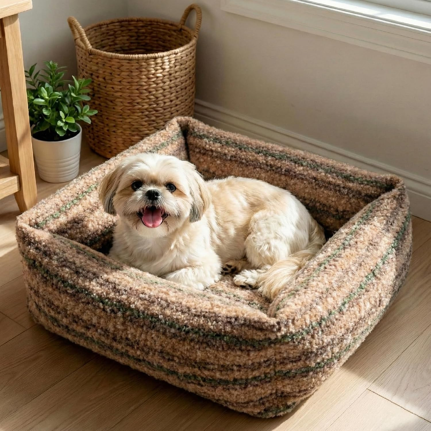 Dog Bed for Small Medium Dogs – Washable Small Dog Bed, High Back Support Pet So