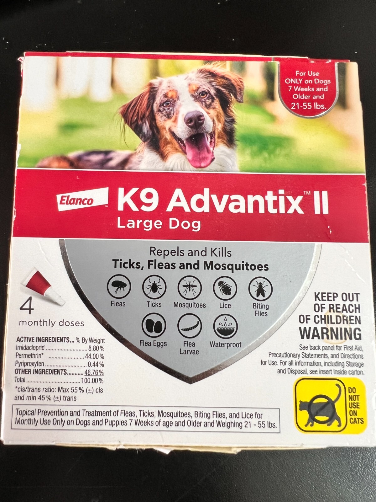 Bayer K9 Advantix II Spot-On Treatment for Dogs Large Dog 21-55lb 4 Dosage 3991