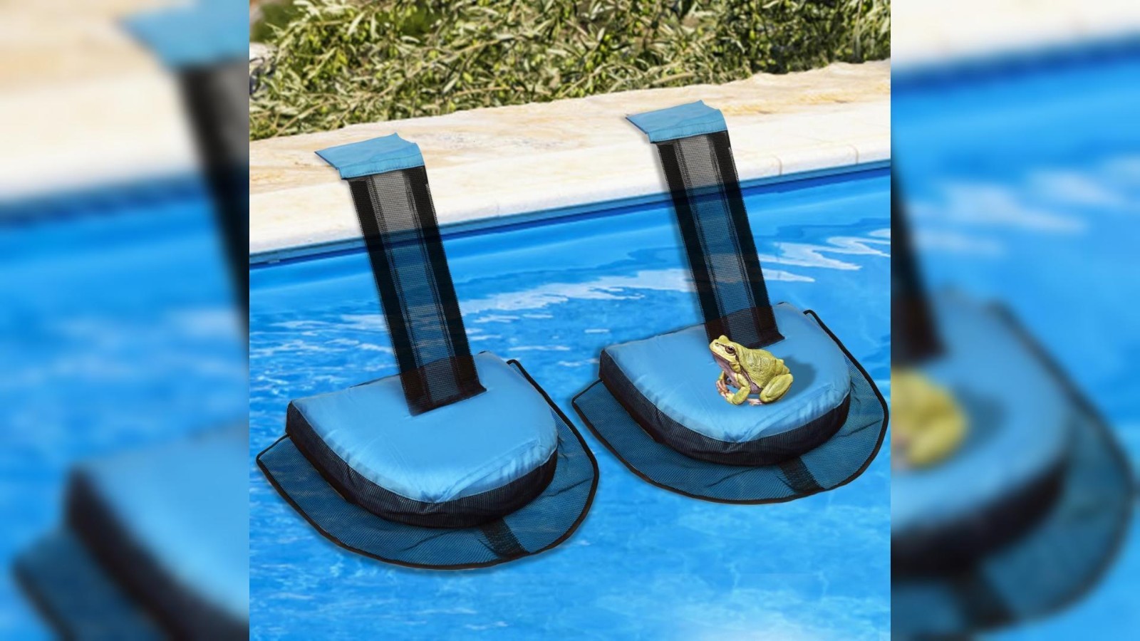 2Pk Animal Saving Escape Ramp for Pool, Floating Ramp Rescues, Frog Log Pad Blue