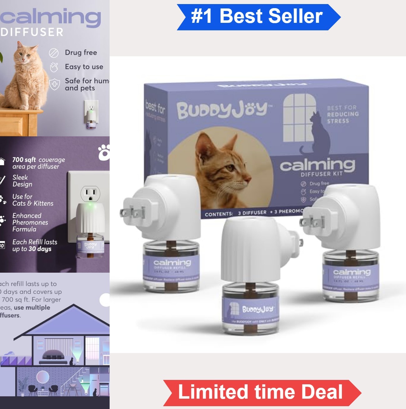 Cat Calming Diffuser Refills 30 Days Pheromone Stress Relief Anxiety Reduction