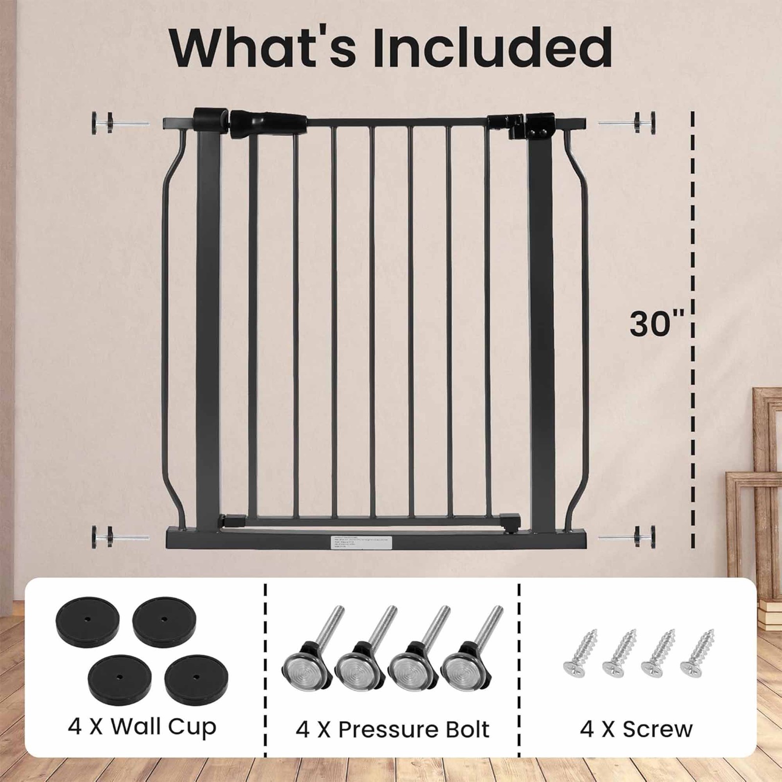 BalanceFrom Walk-Thru Safety Gate, 29.1-33.8″W, 30″H, Graphite (Open Box)