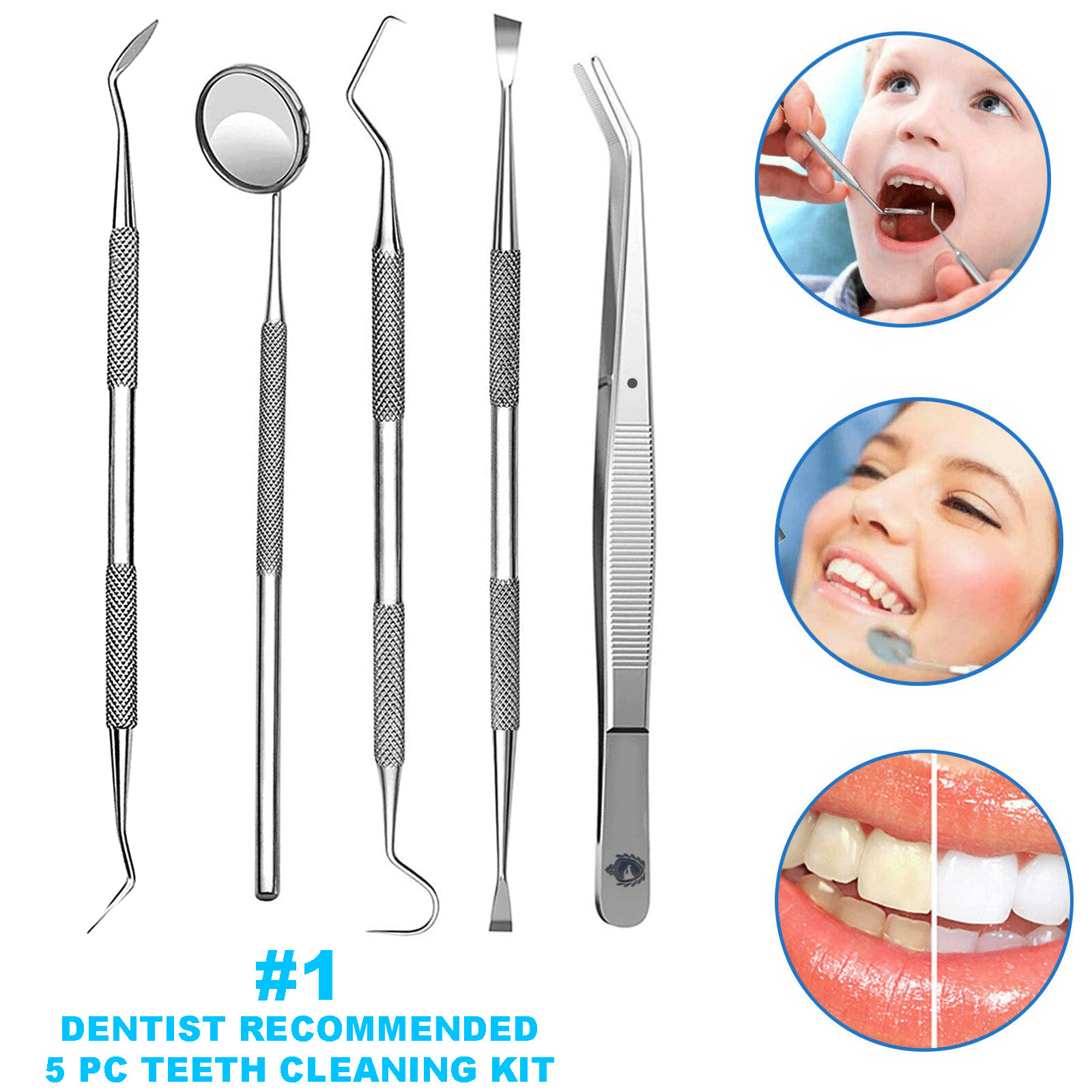Dental Pets Teeth Cleaning Dog Tooth Scraper Pick Calculus Plaque Floss 5 Pc Kit