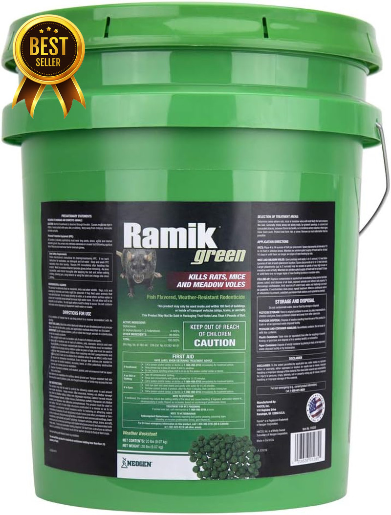 Green Fish Flavored Weather Resistant Rodenticide Pellets 20LB Bucket