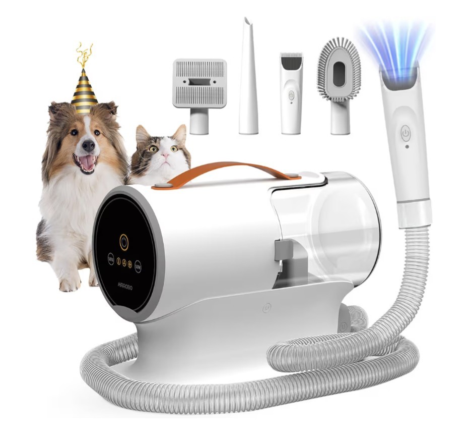 AIRROBO Dog Grooming Vacuum Kit, 12000Pa Strong Pet Vacuum for Shedding,Grooming