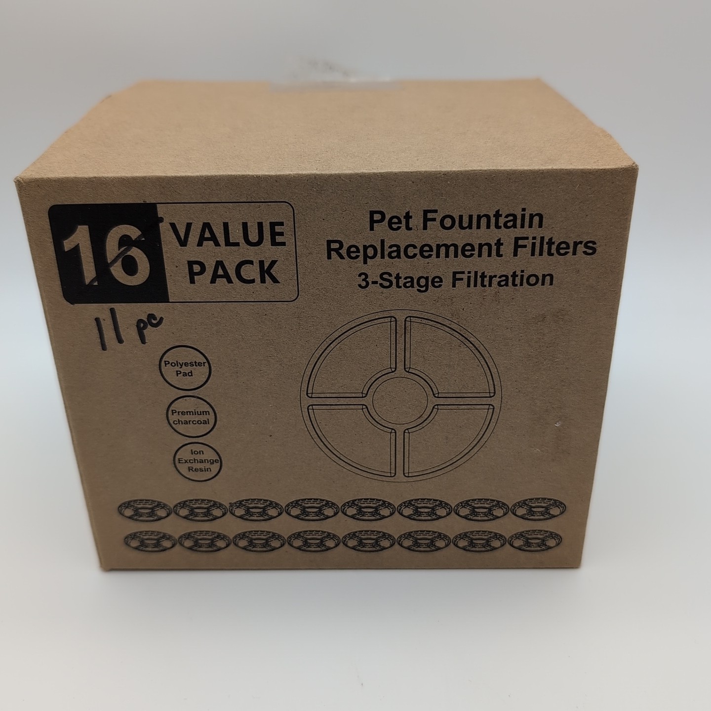 11 Pack Filters Pet Fountain Replacement Filters 3-stage Filtration 30 days