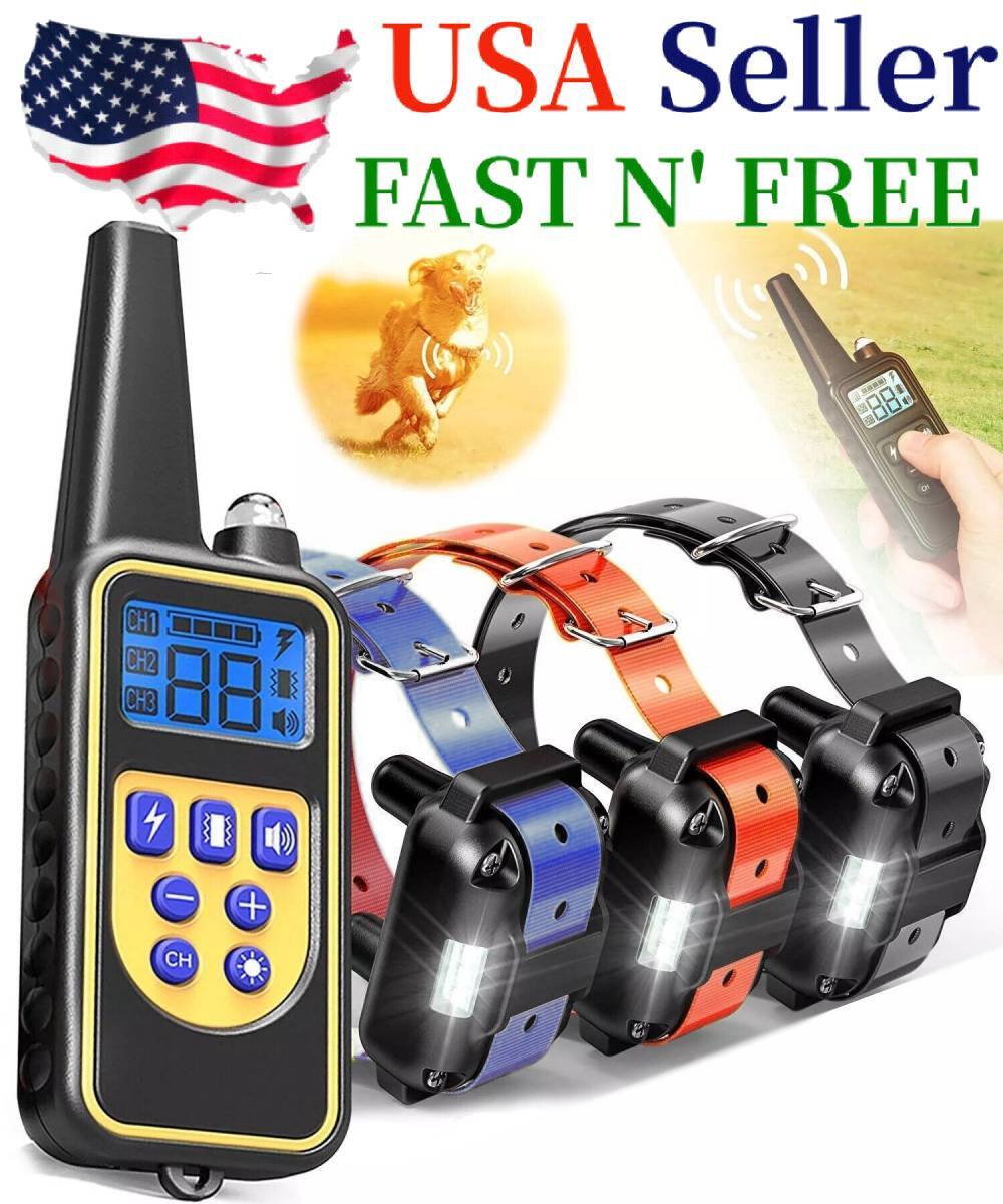 2750 FT Dog Training US Collar Rechargeable Remote Shock PET Waterproof Trainer