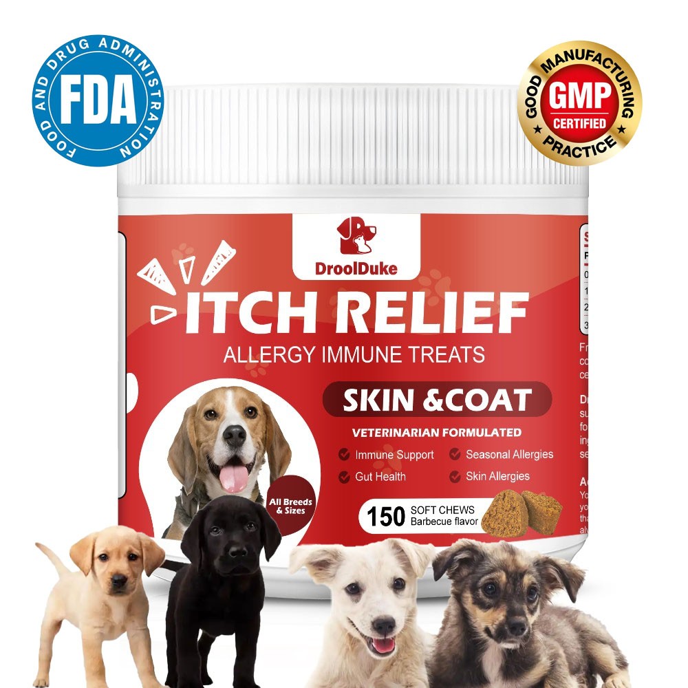 150 Dog Allergy Relief Chews Anti Itch Dog Allergy Chews with Omega 3 Fish Oil