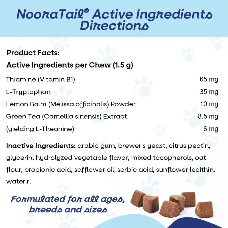 Noora Dog Calming Supplement Chews Stress Anxiety Relief for Dogs of All Sizes