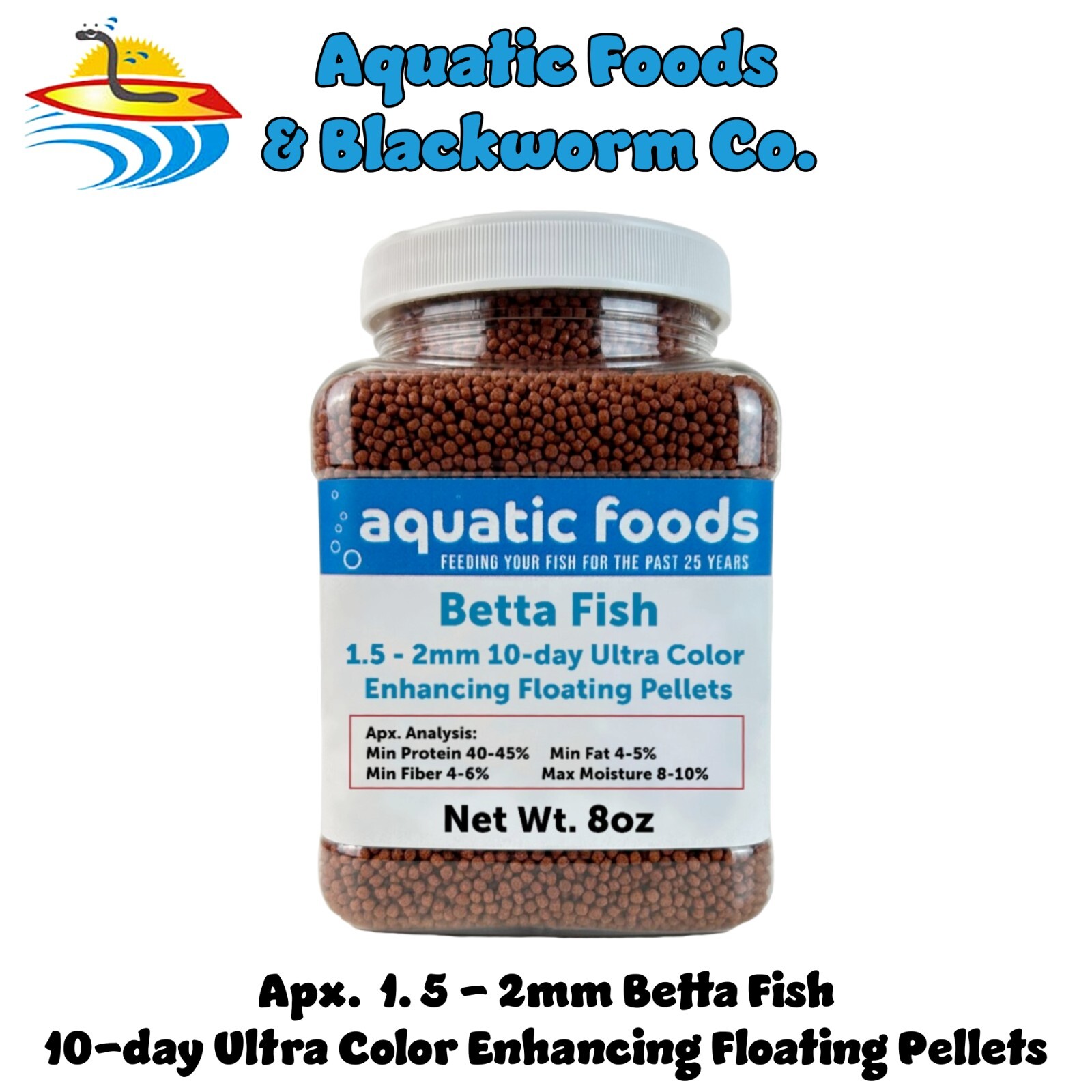 Betta Fish, Ultra Color Enhancing Floating Pellets for 10-Day Color Change. JAR