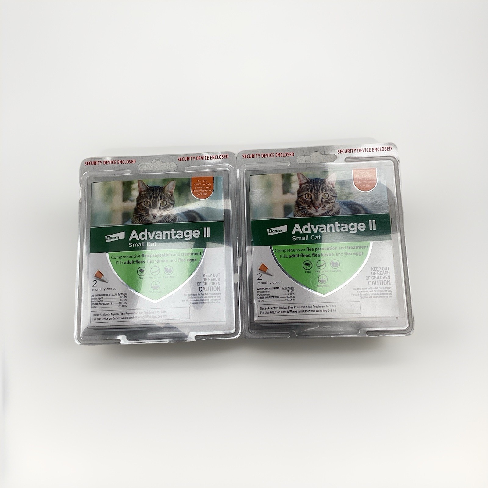 Elanco Advantage II Flea Control for Small Cats 5-9 Lbs 4 total doses Lot of 2