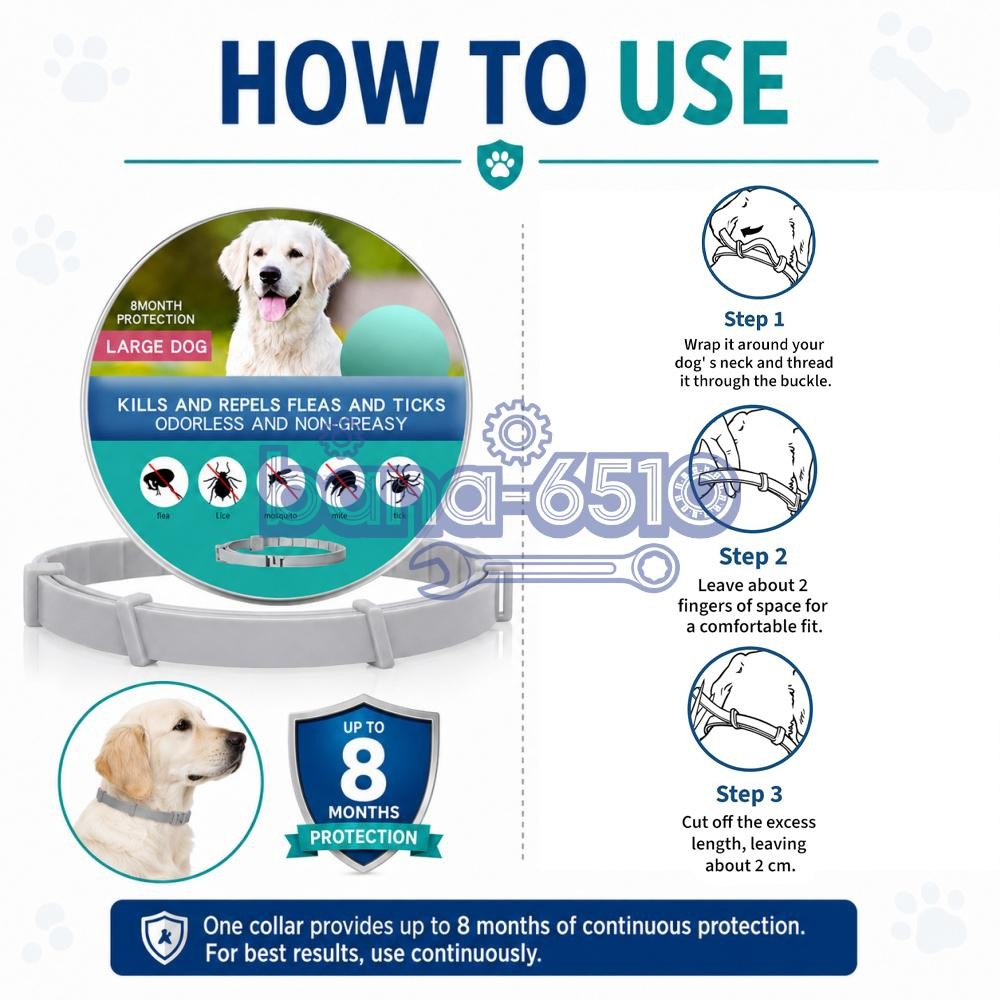 Dog collar Flea and Tick 8 Months Protections Adjustable Pet Collar for Dogs New