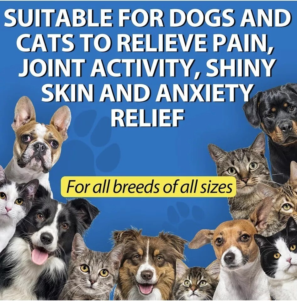 Hemp Oil for Dogs Cats Anxiety, Pain,Stress Calming Drops 100% Organic 60ML
