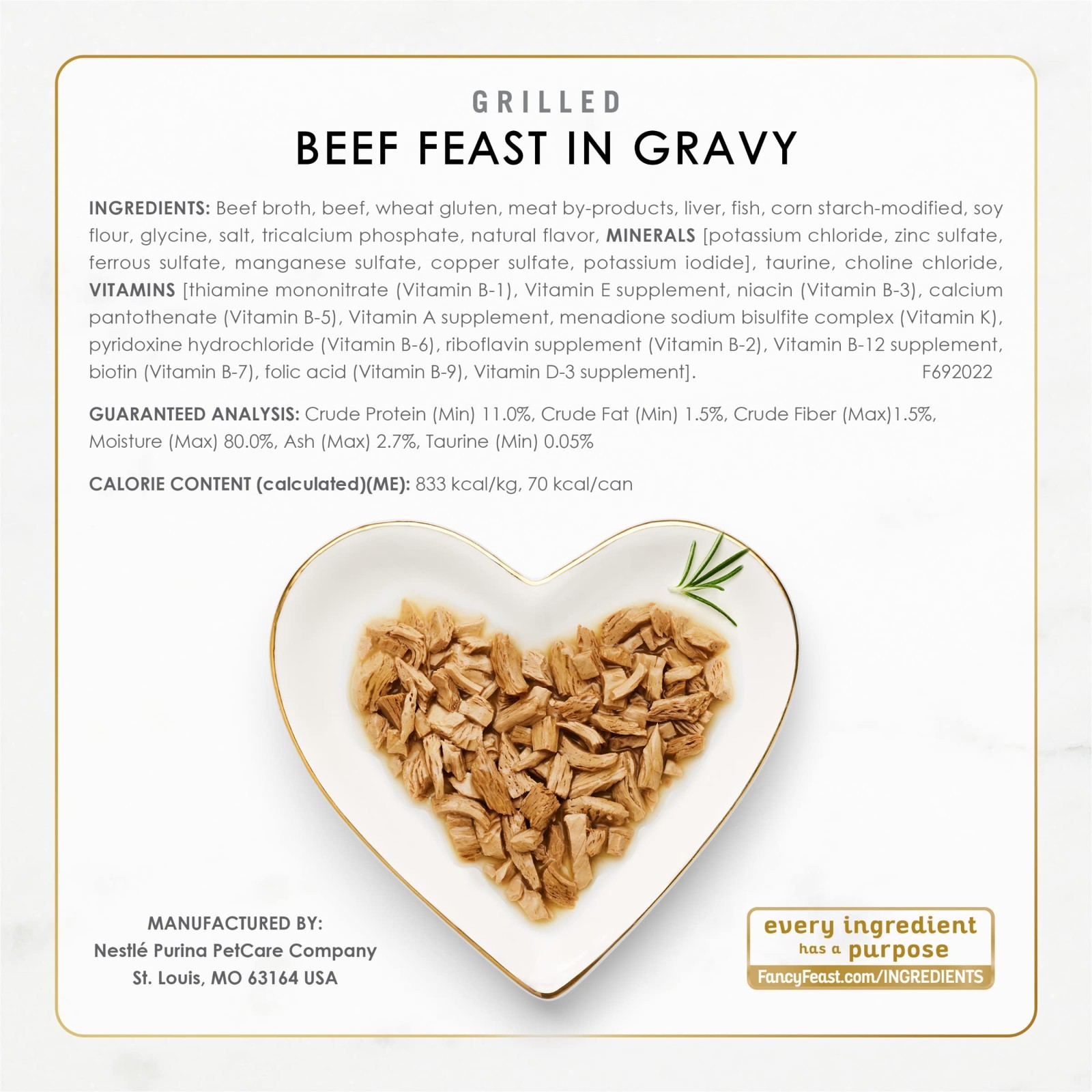 2 PACK Purina Fancy Feast Grilled Wet Cat Food Poultry and Beef Collection, 30ct