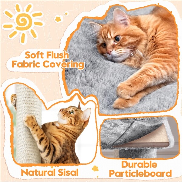 Large Cat Tree Cat Tower Playing House Condo w/Scratching Posts for Indoor Cats