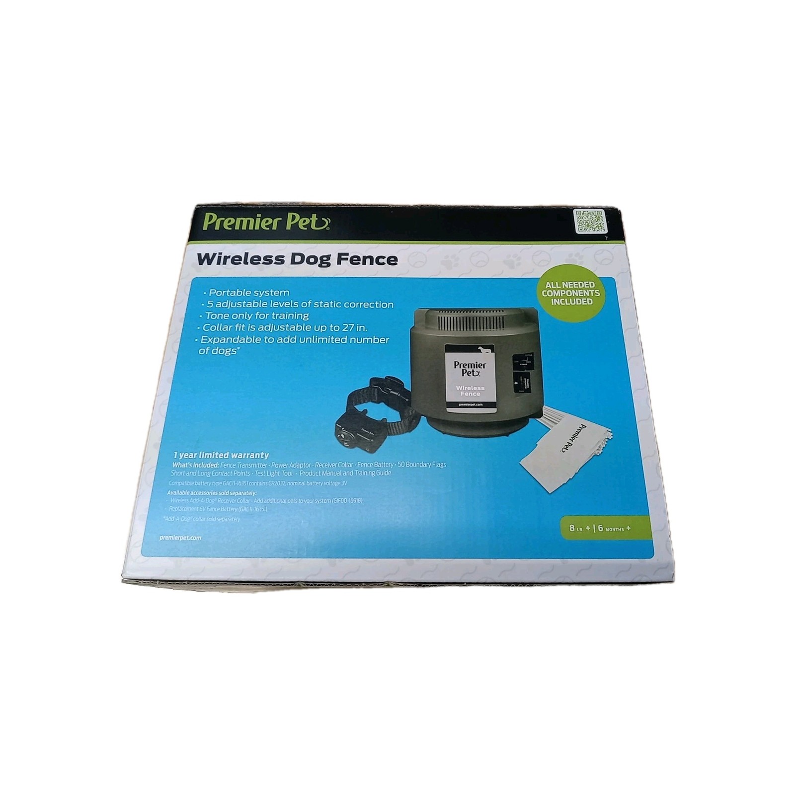 New Premier Pet GIF00-16917 Wireless Dog Fence New in Box Covers Up To 1/2 Acre