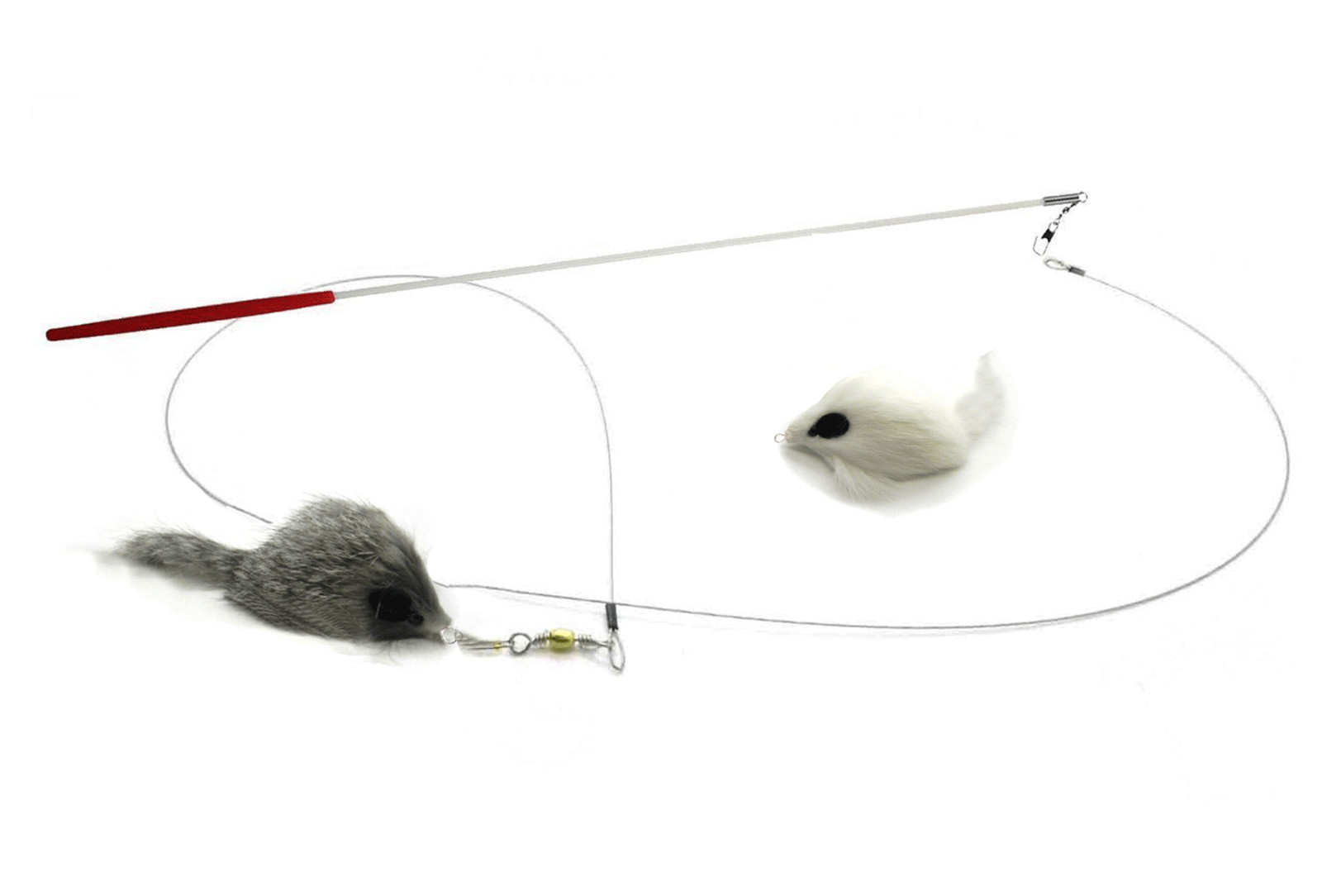 Long Hair Fur Mouse Teaser Wand Cat Toy Refill Teaser Attachement – Rattle Sound