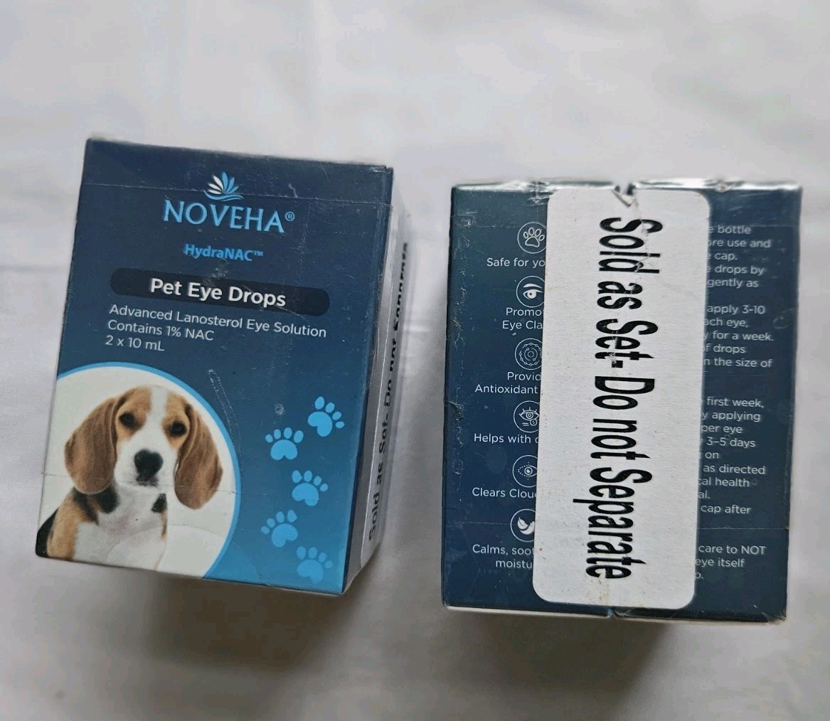 Noveha 4 Pack, 8 Bottle 10mL Pet Eye Drops Adv. Lanosterol Solution + EXP 4/2026