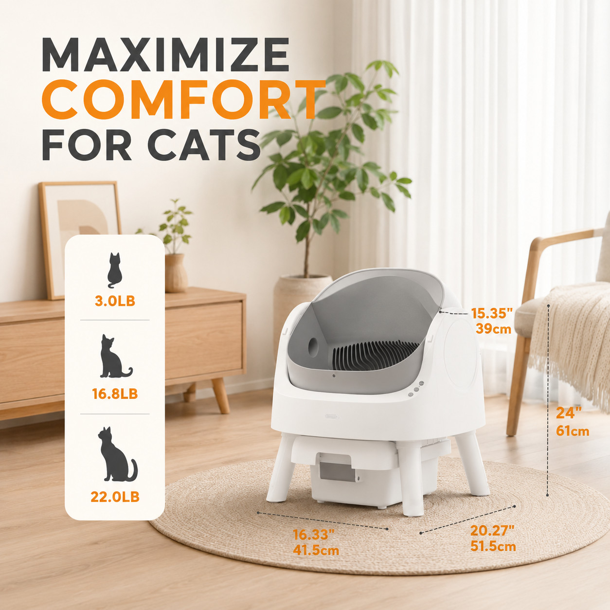 Petpivot Open-Top Self Cleaning Cat Litter Box Includes all items