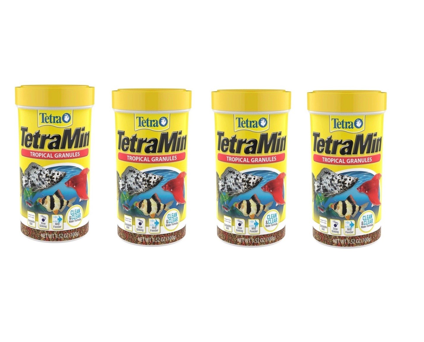 (4) Tropical Fish Food Slow-Sinking Granules Nutritious Clear-Water Formula New