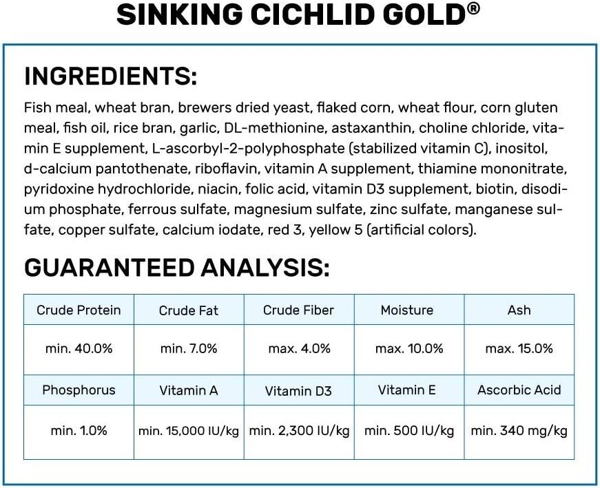 Cichlid Gold Pellets 2.2 lbs – High Astaxanthin Sinking Food for Tropical Fish