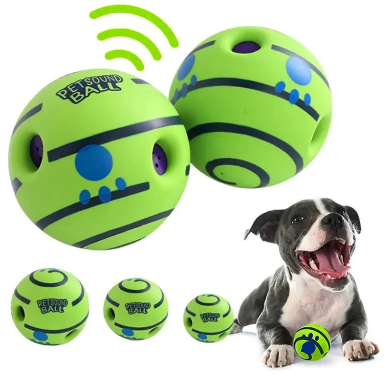 Wobble Wag Giggle Ball Entertaining Squeaky Dog Toy Fun Outdoor Floating 8.8 cm